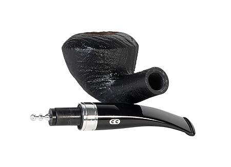 Pipe chacom sable 426, pipe chacom sablée noir, pipe demi courbe,
