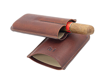 2-cigar case Cig-R - Retro Brown Leather