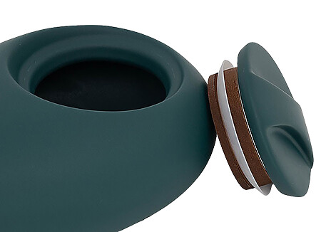 Pot à tabac en céramique en forme de galet de couleur Vert Mat.