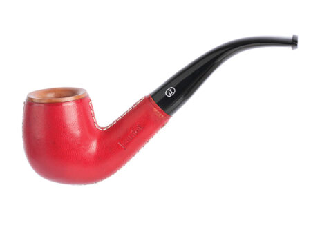 Jeantet Red Leather Covered pipe - Bent Billiard