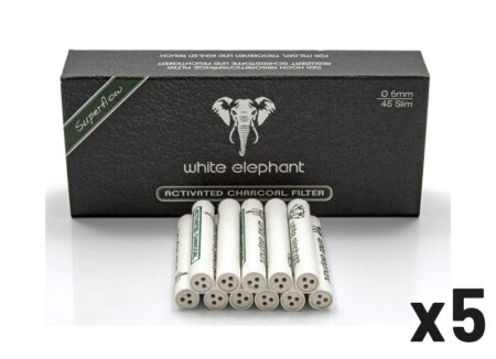 LOT de 5 boîtes de Filtres 6mm Charbon actif White Éléphant