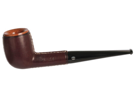 Jeantet Burgundy Leather Covered Pipe - Straight Billiard Pipe